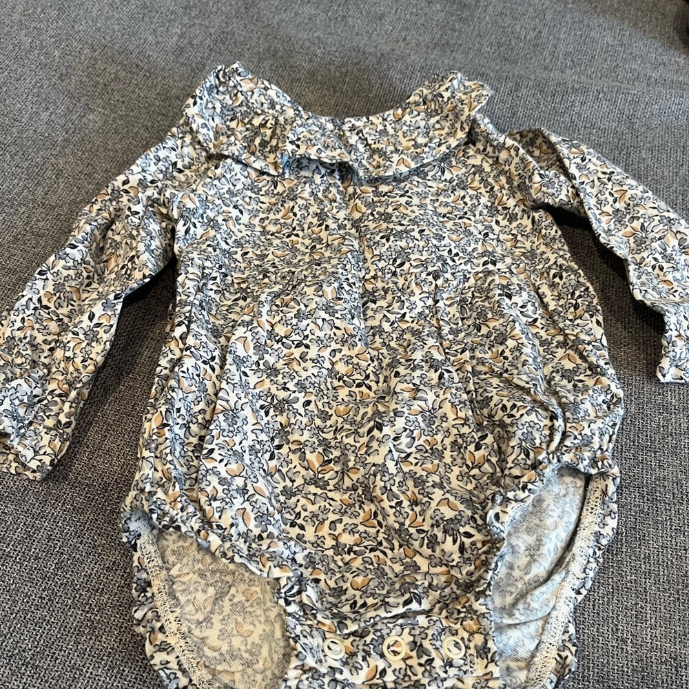 Carter's Gray and Cream Floral Bodysuit